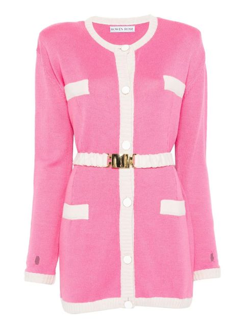 Rowen Rose two-tone belted cardigan - Pink - zdjęcie produktu nr 1