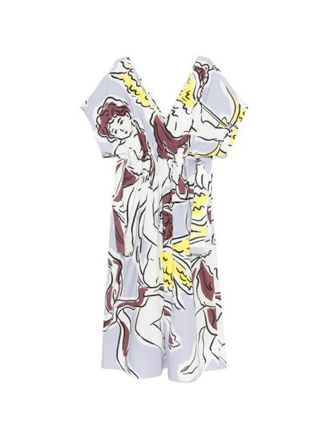 Tory Burch V-neck graphic midi dress - White - zdjęcie produktu nr 1