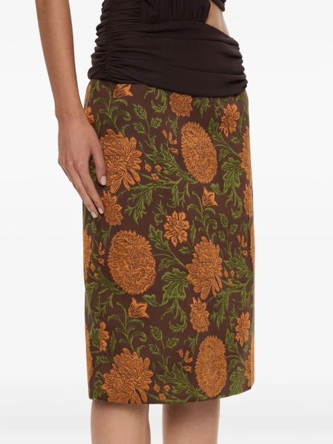 Christopher Esber upholstered brocade midi skirt - Brown