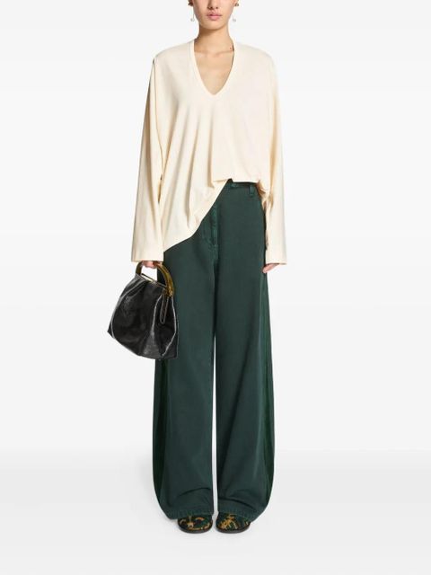 DRIES VAN NOTEN V-neck cotton tee - Neutrals