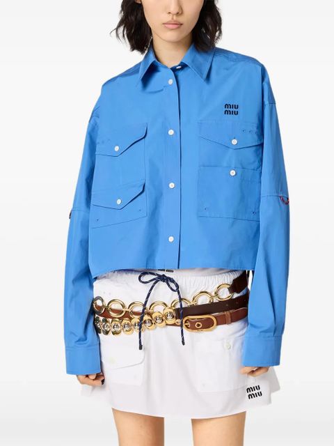 Miu Miu flap-pockets logo-detail mini skirt - White