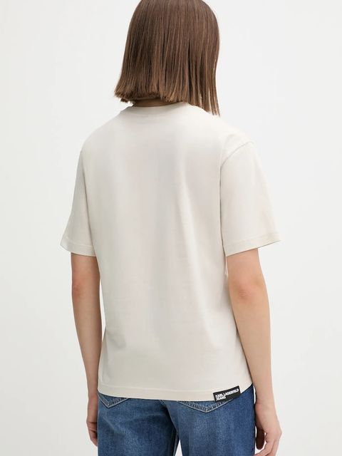 Karl Lagerfeld Jeans t-shirt bawełniany damski kolor beżowy A4W17008