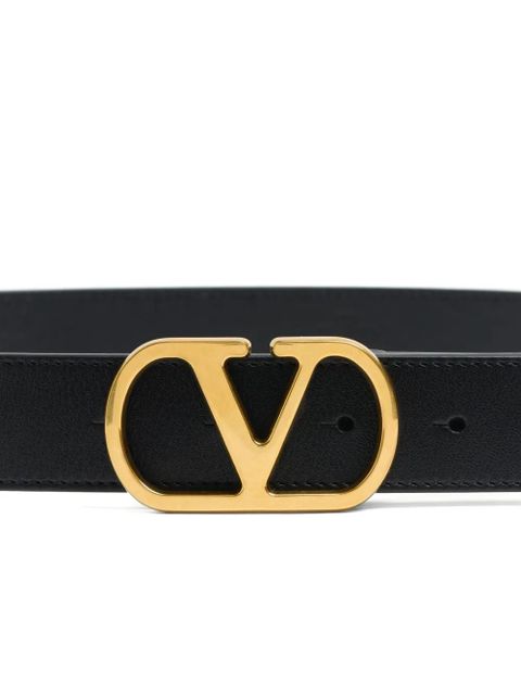 Valentino Garavani logo-buckle leather belt - Black