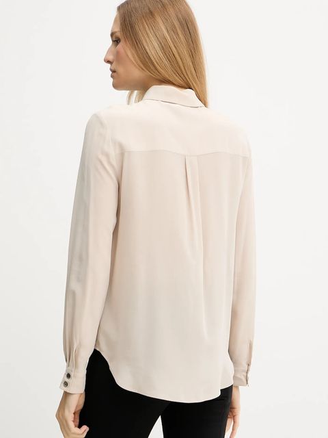 Pinko koszula jedwabna damska kolor beżowy regular z kołnierzykiem klasycznym 105593 A2T7
