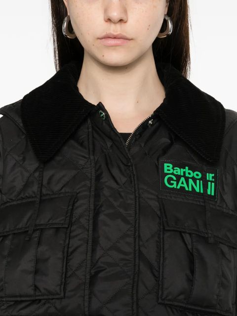 Barbour x Ganni quilted hooded coat - Black