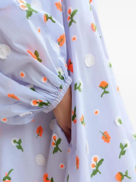 Essentiel Antwerp Jalen floral-embroidered shirt dress - Blue