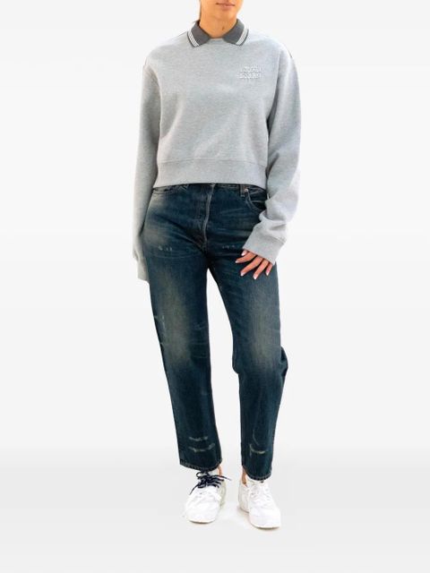 Miu Miu logo-embroidered collared sweatshirt - Grey - zdjęcie produktu nr 2