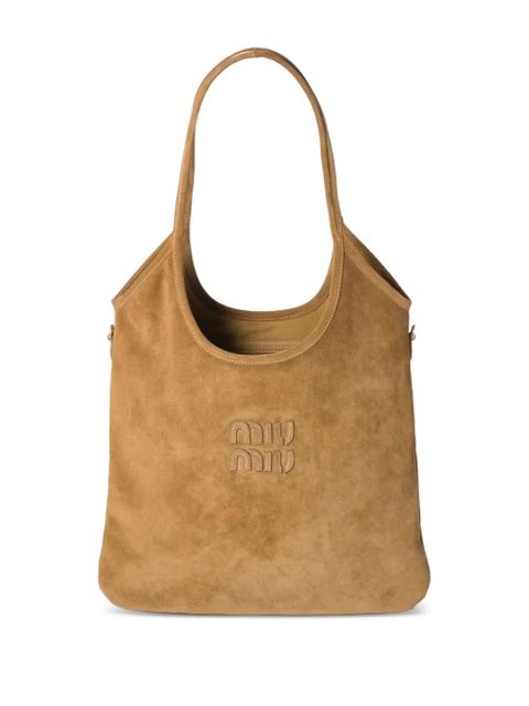 Miu Miu Ivy suede logo-detail shoulder bag - Brown - zdjęcie produktu nr 1