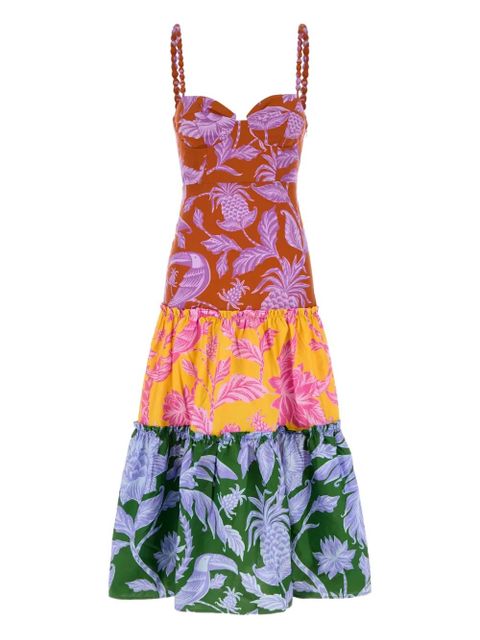 FARM Rio tropical-print tiered midi dress - Pink - zdjęcie produktu nr 1