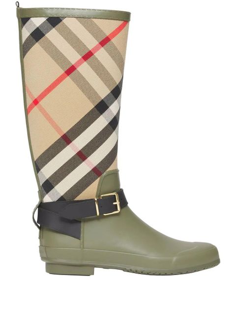 Burberry panelled House Check boots - Green - zdjęcie produktu nr 1
