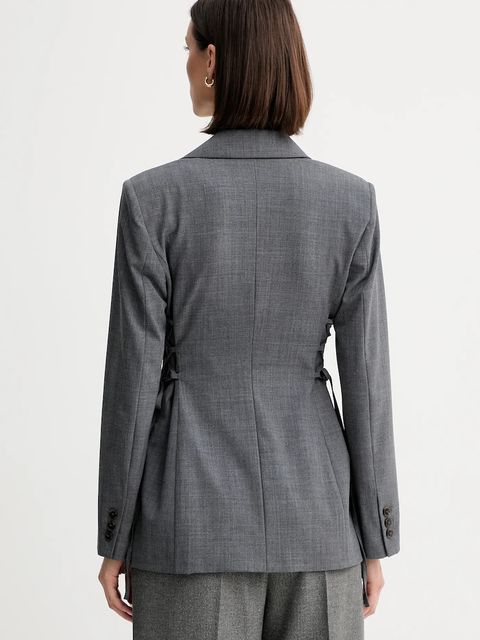 Marella marynarka z wełną kolor szary jednorzędowa gładka 2523046014200