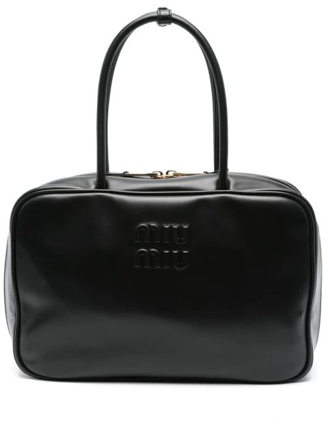 Miu Miu logo-embossed leather shoulder bag - Black - zdjęcie produktu nr 1