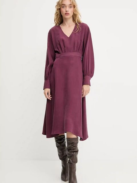 Answear.LAB sukienka kolor bordowy mini rozkloszowana