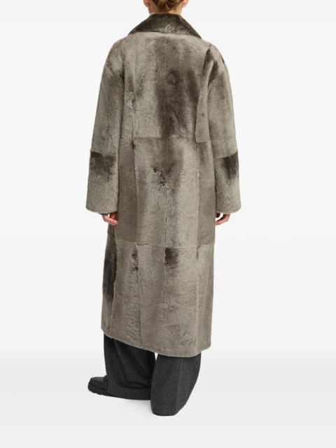 Yves Salomon double-breasted patchwork coat - Grey