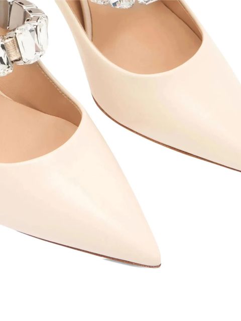 Casadei 100mm Julia Minorca crystal-embellished pointed-toe pumps - White