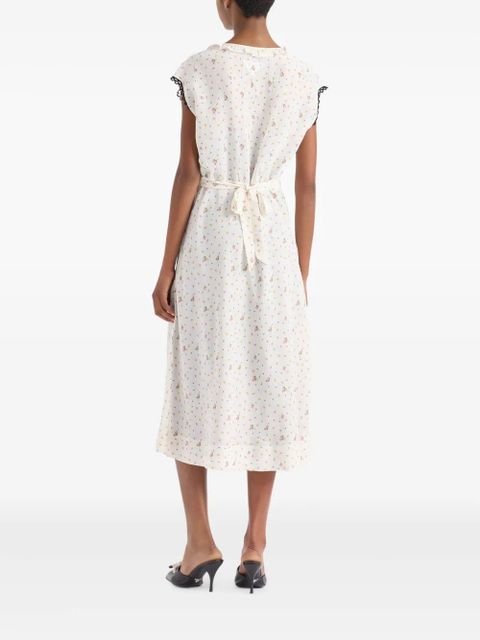 Prada floral-print pongé dress - White