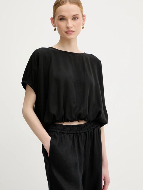 United Colors of Benetton bluzka damska kolor czarny gładka 5NPHDQ0C6 - zdjęcie produktu nr 1