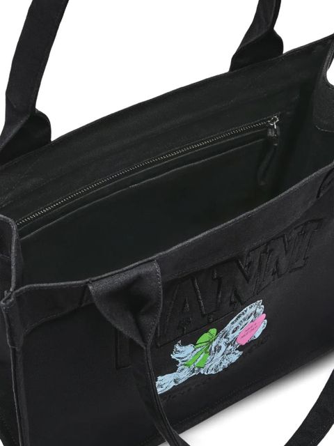 GANNI Puppy-print tote bag - Black