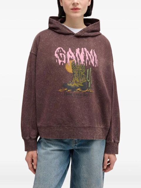 GANNI graphic-print hoodie - Brown - zdjęcie produktu nr 2