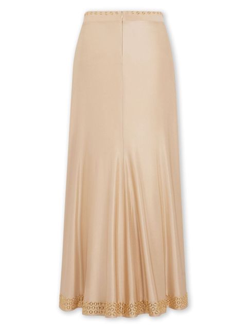 Rabanne embroidered eyelets asymmetric skirt - Neutrals