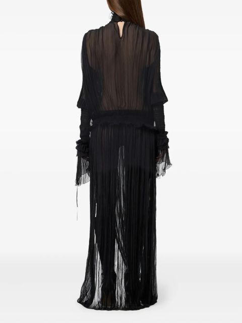 Blumarine pleated ruffled maxi dress - Black