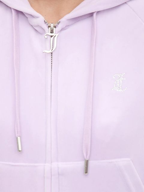 Juicy Couture bluza damska kolor fioletowy z kapturem z aplikacją JCWA122001