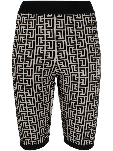 Balmain monogram-print knitted shorts - Neutrals - zdjęcie produktu nr 1