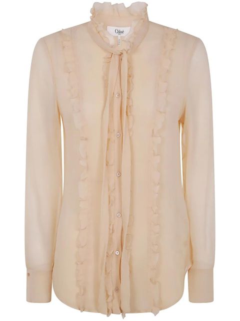 Chloé ruffled fitted blouse - Neutrals - zdjęcie produktu nr 1