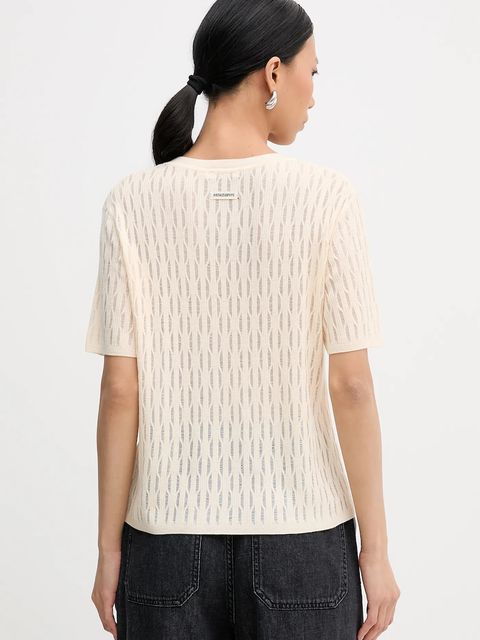 Patrizia Pepe sweter z dodatkiem wełny damski kolor beżowy lekki 8K0377 K307 - zdjęcie produktu nr 2