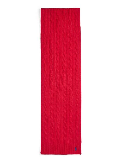 Polo Ralph Lauren szalik wełniany damski kolor czerwony gładki 455956296