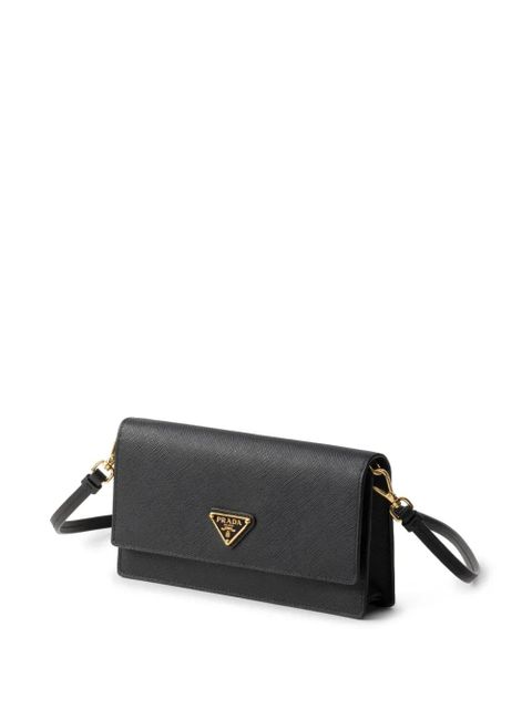 Prada triangle-logo leather mini bag - Black