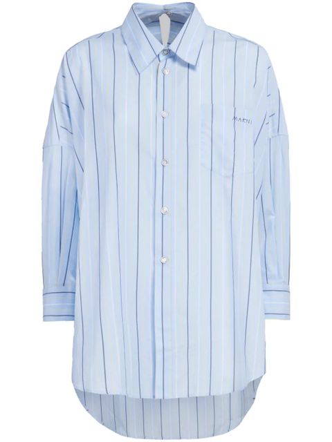Marni long-length striped cotton shirt - Blue - zdjęcie produktu nr 1