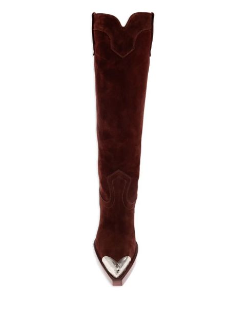 Paris Texas 10mm El Dorado metallic-toe suede boots - Brown