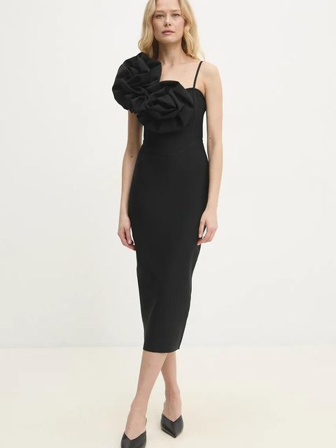 Answear.LAB sukienka kolor czarny midi dopasowana - zdjęcie produktu nr 2