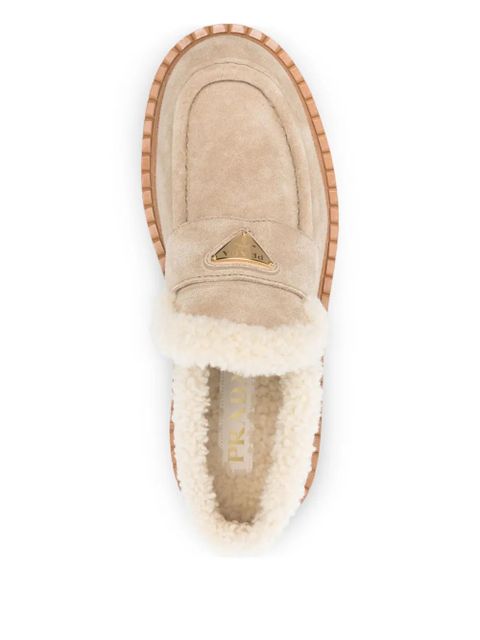 Prada shearling loafers - Neutrals