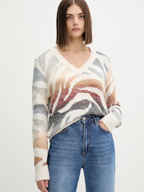 Desigual sweter WASILLA damski kolor beżowy ciepły 25WWJF21 - zdjęcie produktu nr 1