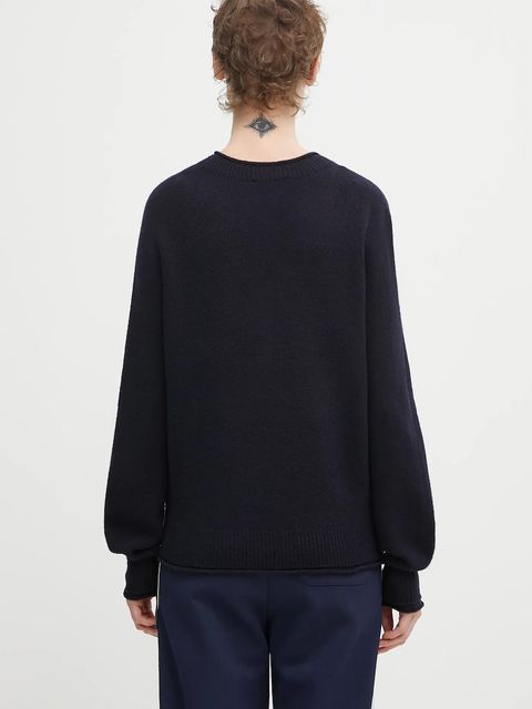 Lacoste sweter wełniany damski kolor granatowy lekki AF4160