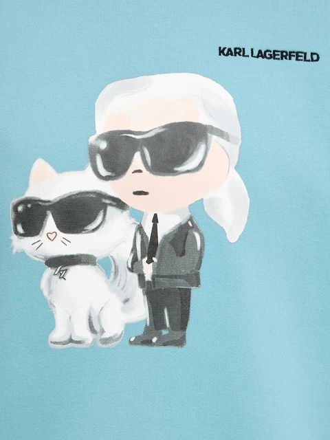 Karl Lagerfeld bluza IKON damska kolor turkusowy z nadrukiem A3W20057