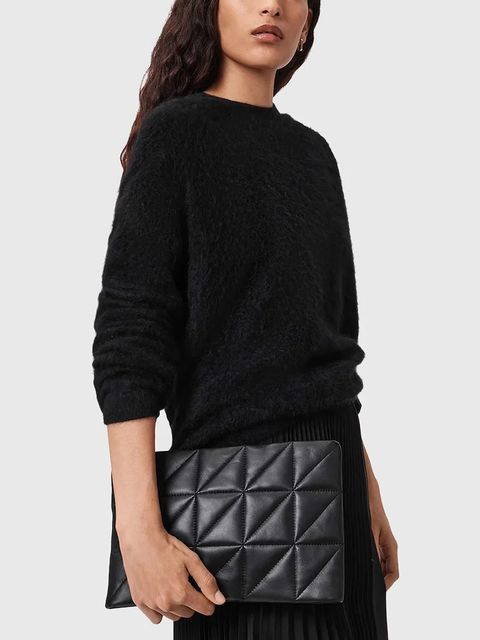 AllSaints kopertówka skórzana BETTINA kolor czarny W214XD