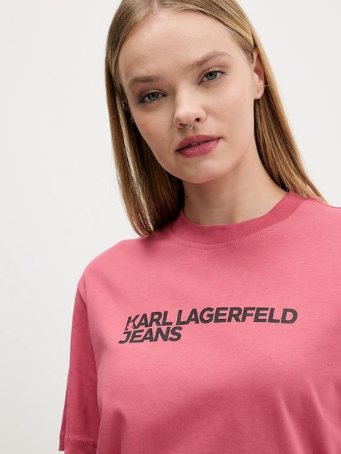 Karl Lagerfeld Jeans t-shirt bawełniany damski kolor pomarańczowy A1W17005