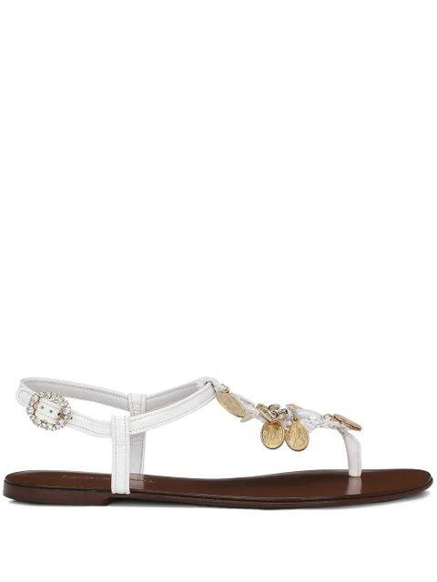 Dolce & Gabbana votive-appliqué raffia sandals - White - zdjęcie produktu nr 1
