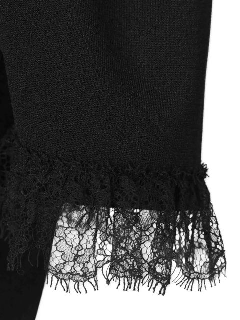 Alexander McQueen lace-trim polo top - Black