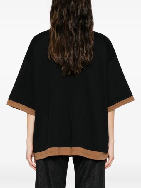 GCDS leopard-print trim t-shirt - Black