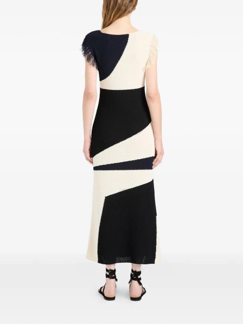Proenza Schouler Saskia fringe-trimmed intarsia midi dress - Black