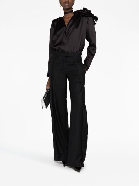 Magda Butrym detachable floral-appliqué silk blouse - Black - zdjęcie produktu nr 2