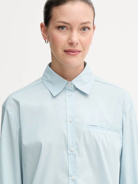 United Colors of Benetton koszula damska kolor niebieski relaxed z kołnierzykiem klasycznym 54KXDQ0CC