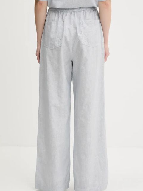 Tommy Jeans spodnie z domieszką lnu damskie kolor niebieski szerokie high waist DW0DW20352