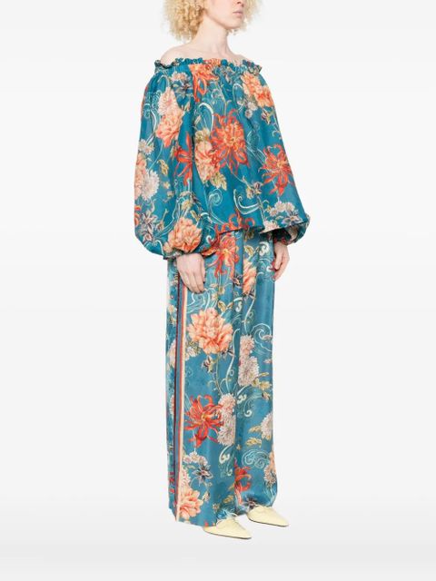 ALEMAIS floral-print off-shoulder blouse - Blue