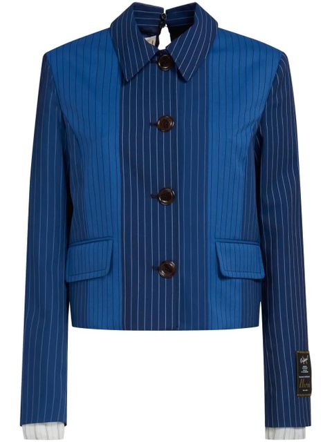Marni pinstripe-pattern virgin wool jacket - Blue - zdjęcie produktu nr 1