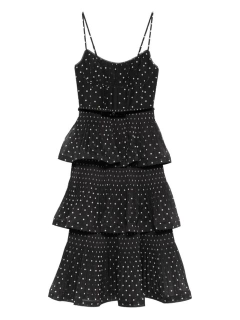 ZIMMERMANN pleated polka-dot midi dress - Black - zdjęcie produktu nr 1